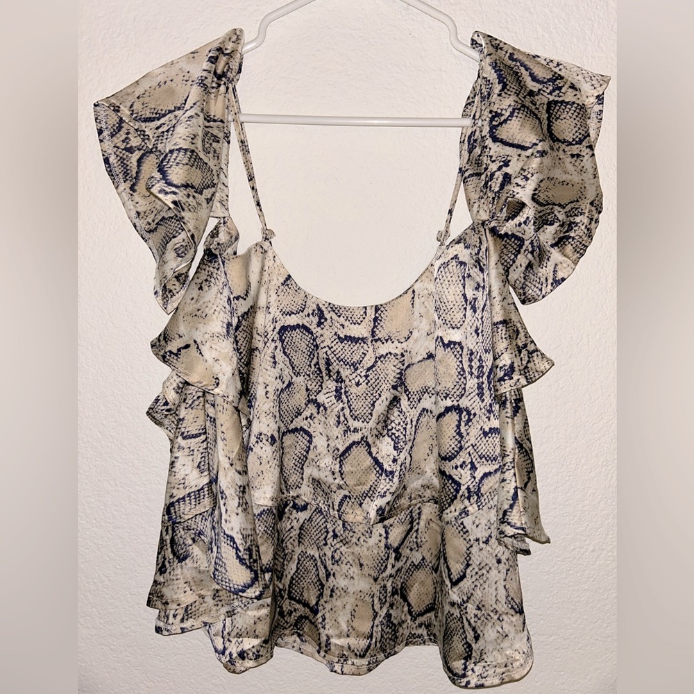 Snakeskin print layered blouse, US Small,